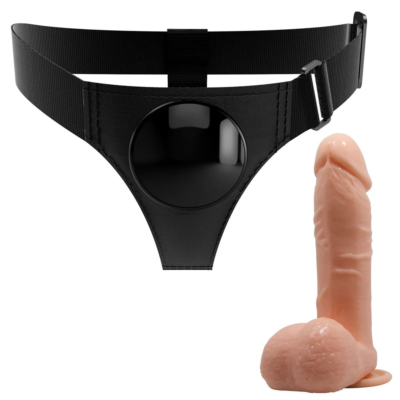 Set Strapon Fallo Indossabile Con Ventosa e Imbracatura Universale - Rosa Carne
