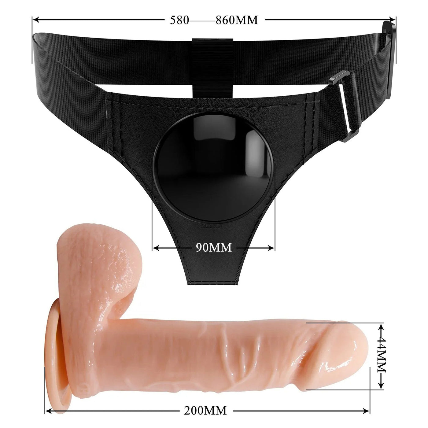 Set Strapon Fallo Indossabile Con Ventosa e Imbracatura Universale - Rosa Carne