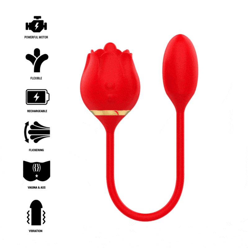 Sex Toy 2 en 1 huevo vibrante + lenguaje vibrante - 100% de silicona médica, recargable