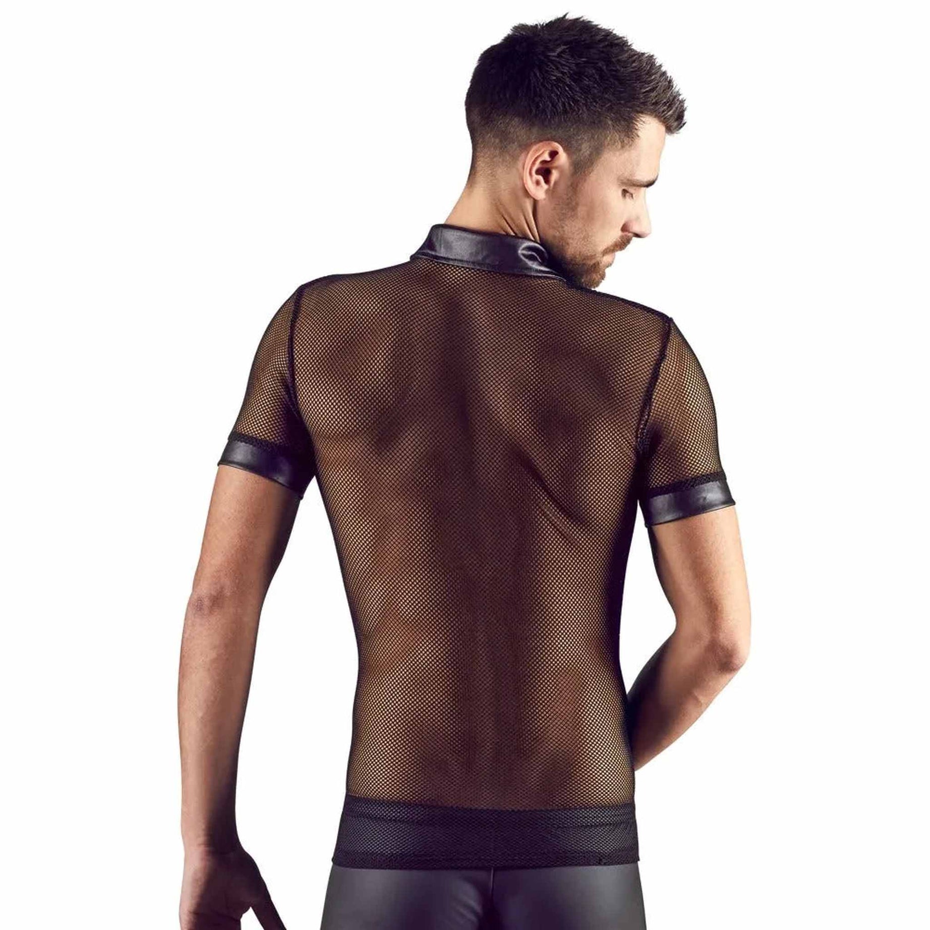 Shirt a rete con bordature in vinile