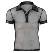 Shirt a rete con bordature in vinile