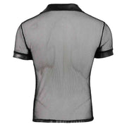Shirt a rete con bordature in vinile