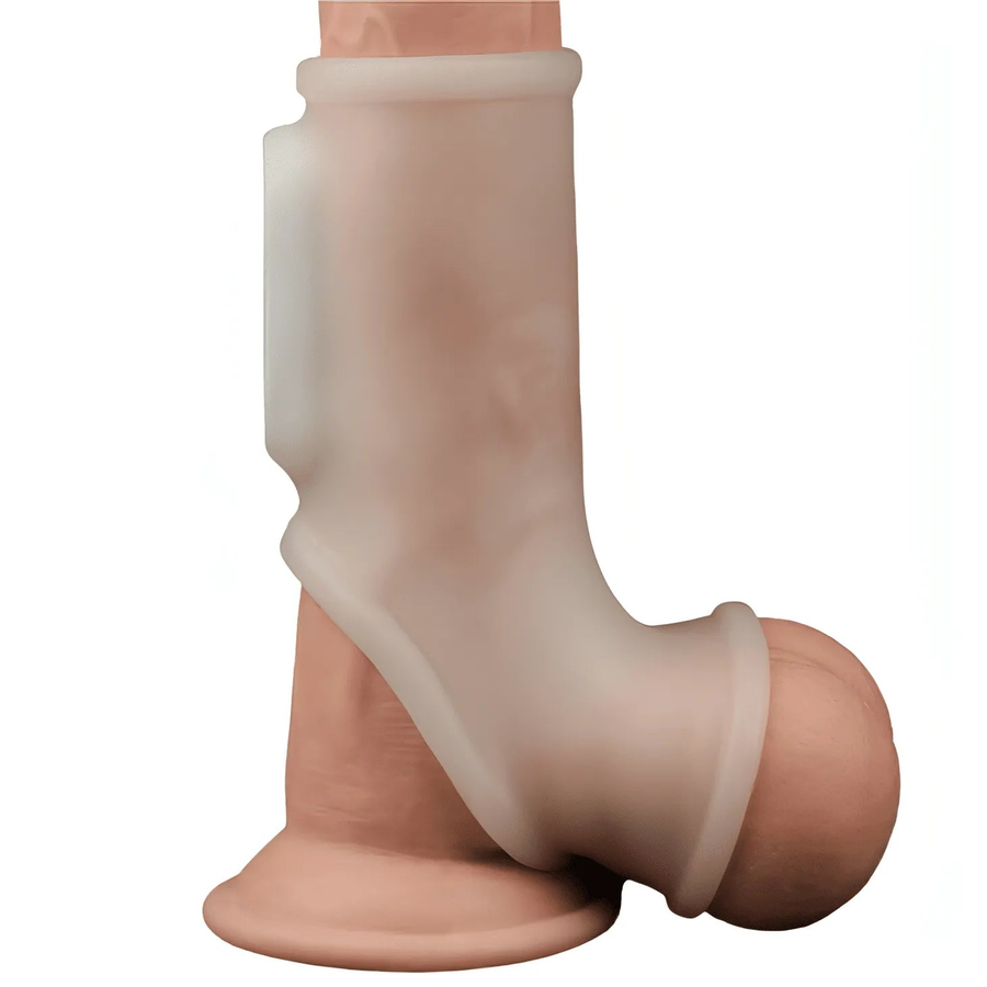 Vibrating Wave Silk Stimulating Whole Phallic Sheath with Vibration - White