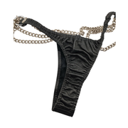 Slip in cuoio con string in metallo