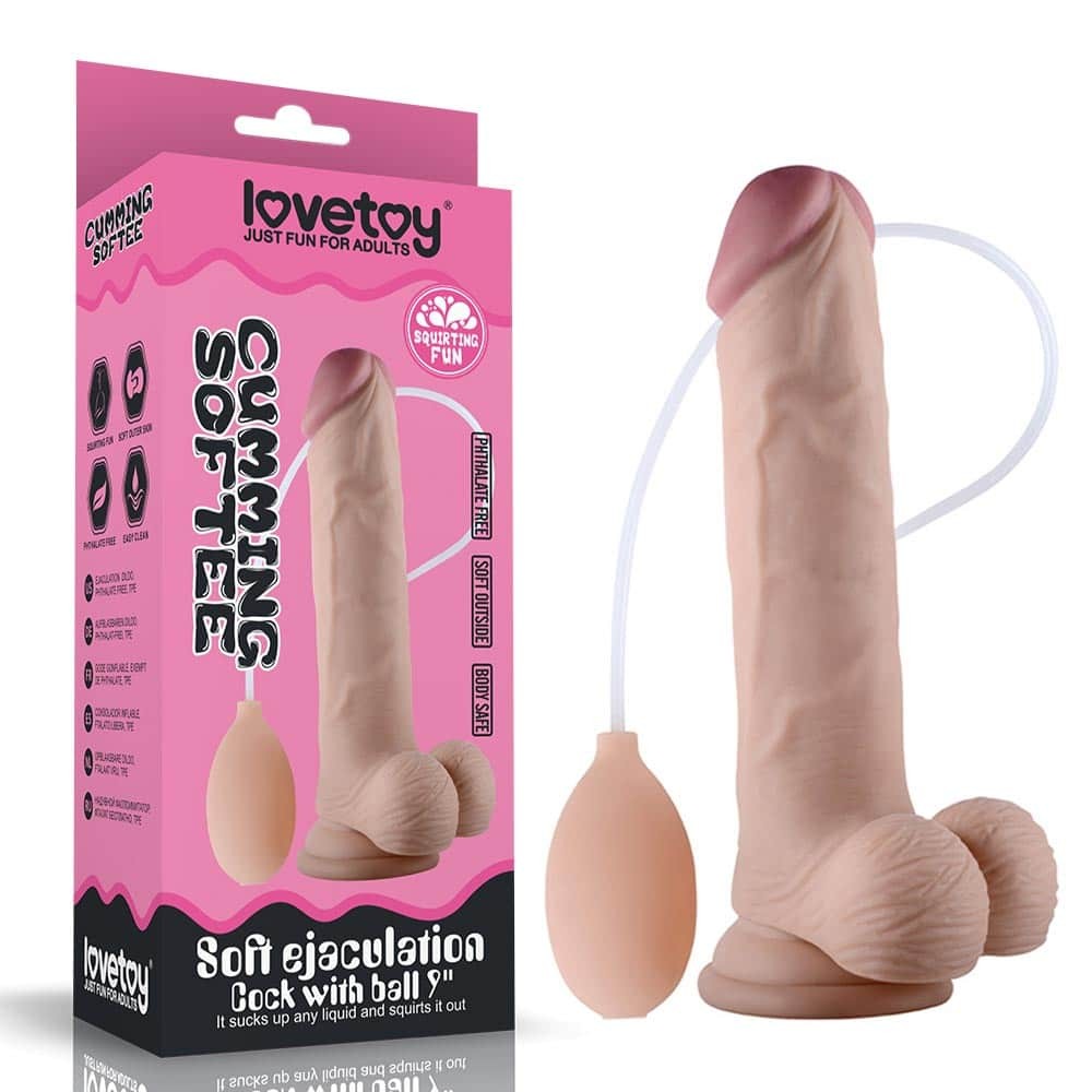 Soft Ejaculation Cock With Ball 9” Flesh - GoEstasy