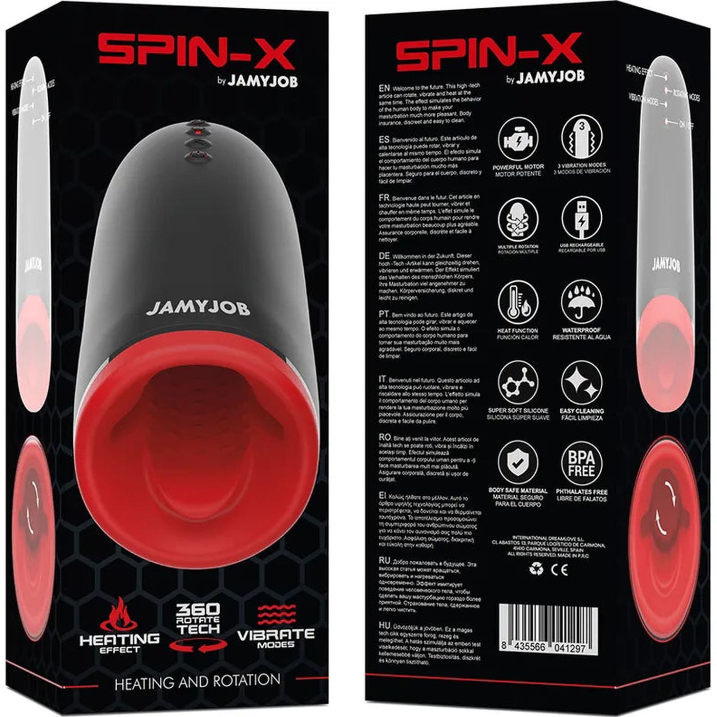 Spin-X Masturbatore Riscaldante, Vibrante e Roteante