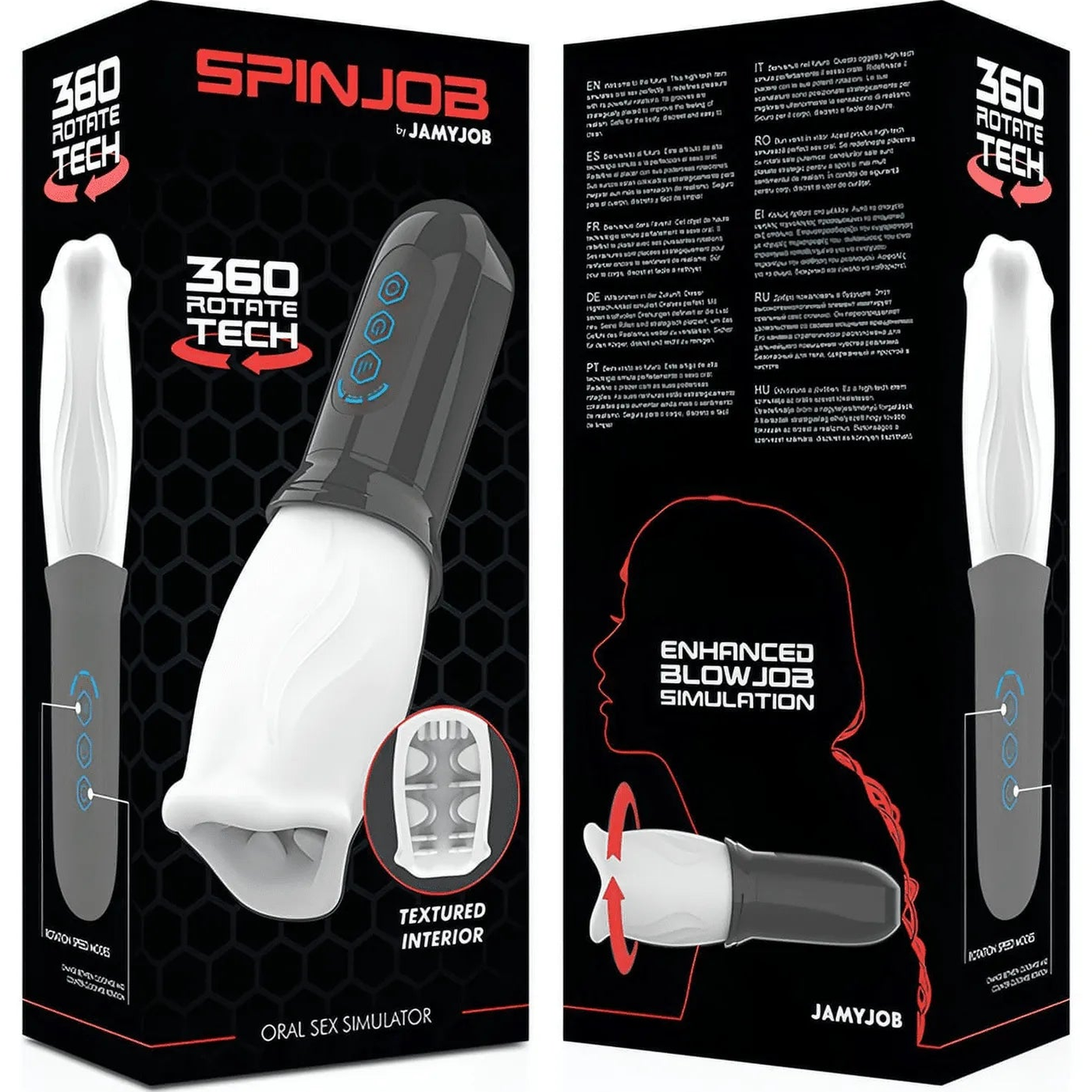 SpinJob Masturbatore Elettrico con Rotazione a 360° per simulare rapporto orale - Texture Interna Stimolante