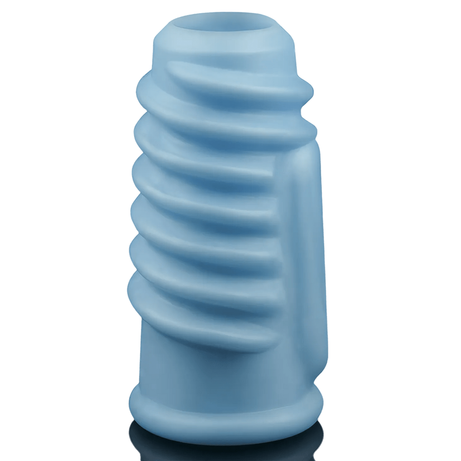 Vibrating Spiral Knights Stimulating Phallic Sheath with Vibration - Light Blue