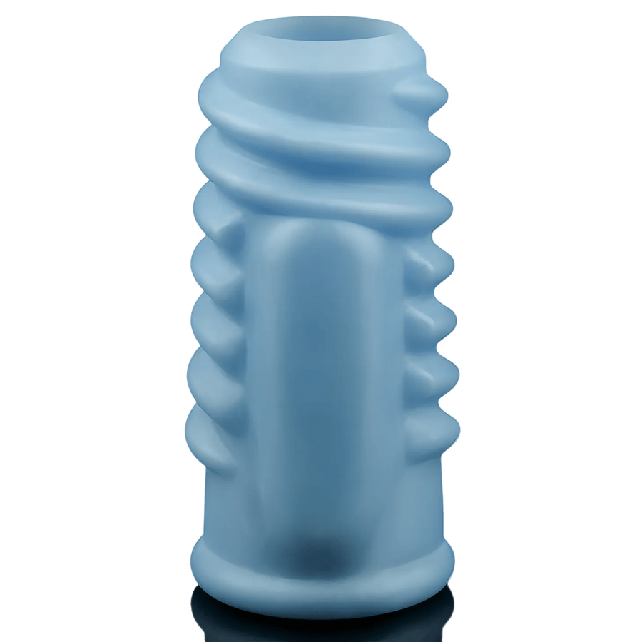 Vibrating Spiral Knights Stimulating Phallic Sheath with Vibration - Light Blue