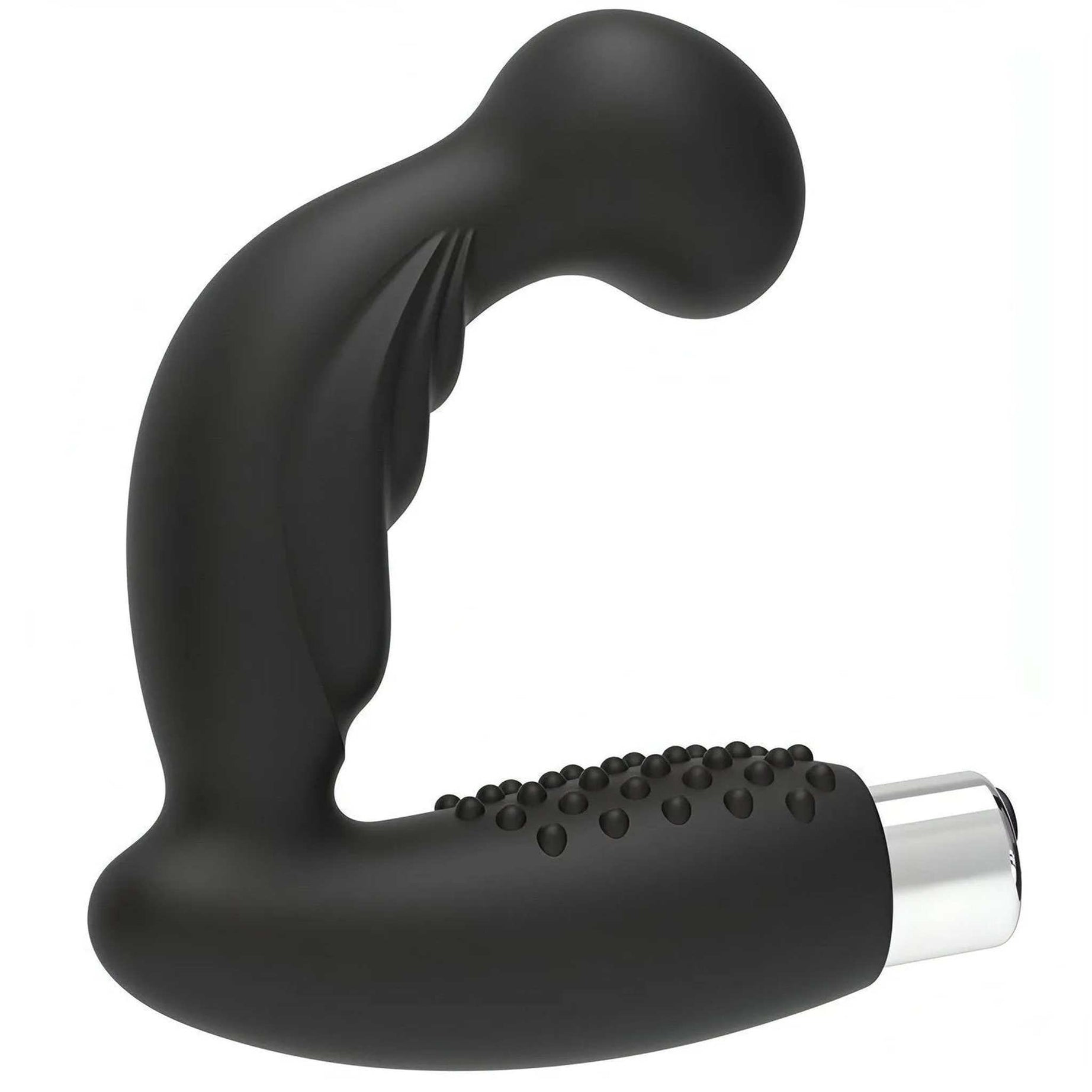 Stimolatore per massaggio prostata e perineo in silicone - 10 modalità di vibrazione, Ricaricabile, Nero