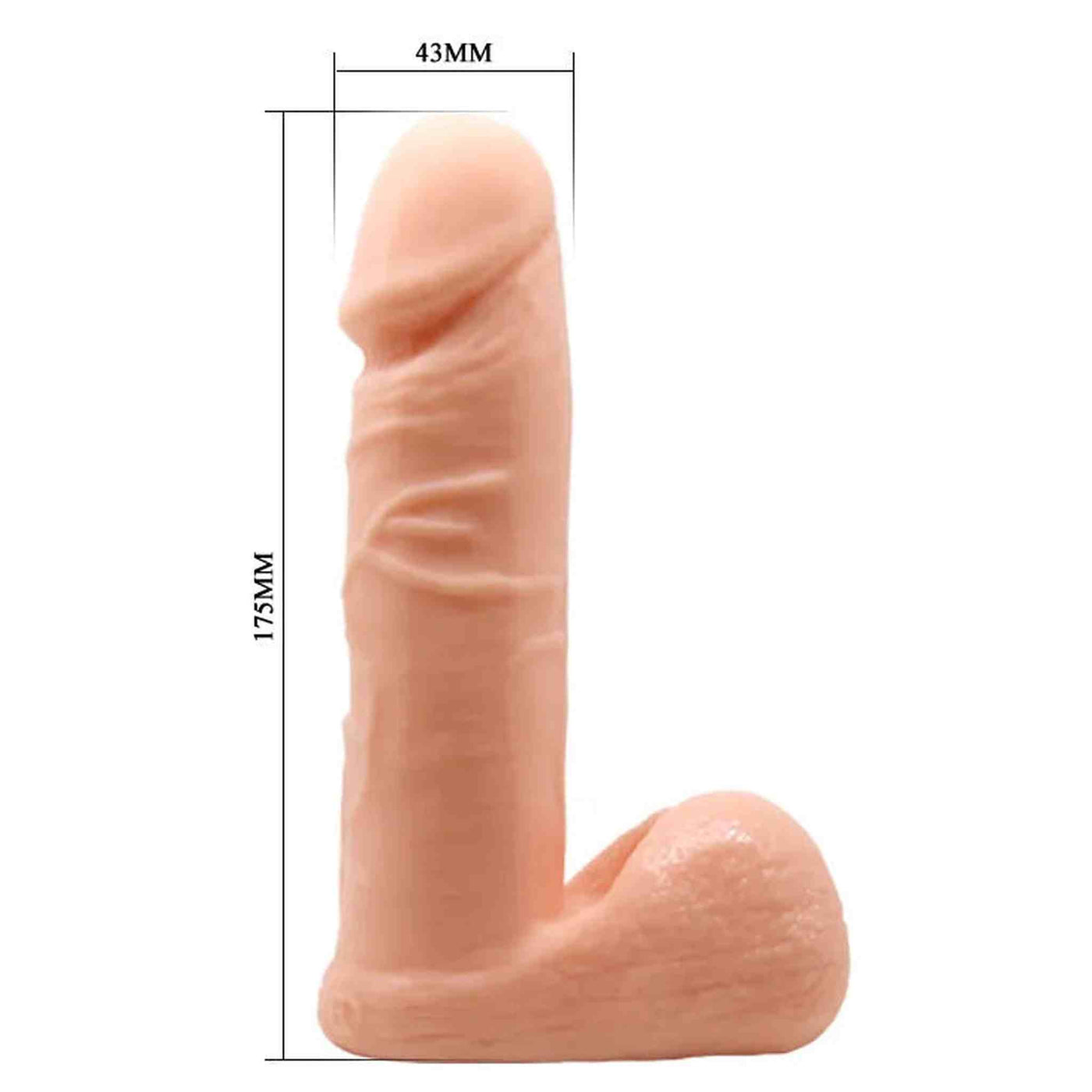 Strap-On realistico in TPR morbido con cintura in cuoio resistente - 17.5 cm Ø 4.3, Rosa Carne