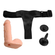 Strap-On realistico in TPR morbido con cintura in cuoio resistente - 17.5 cm Ø 4.3, Rosa Carne