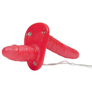 Strap-on doppio vibrante rosso