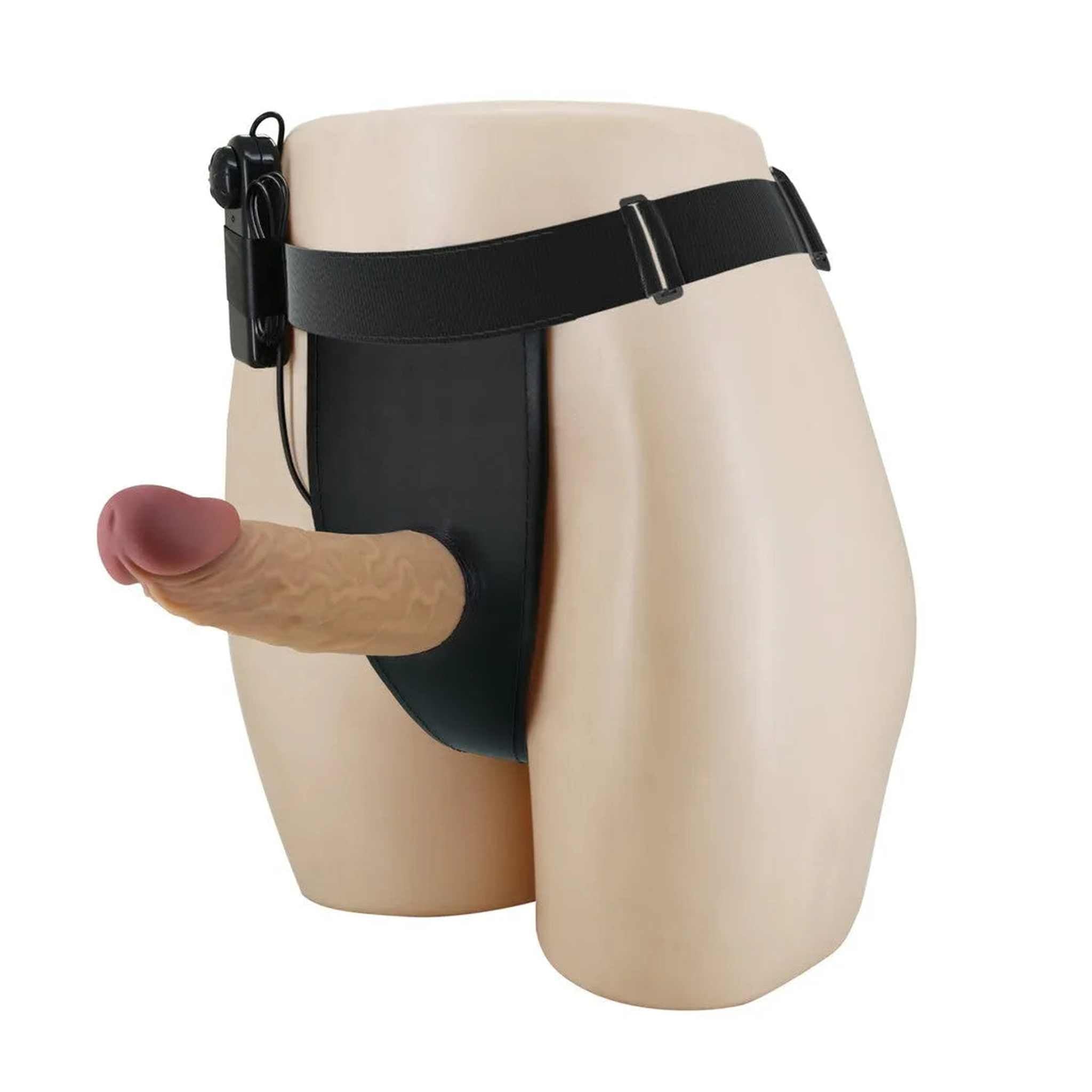 Strapon Hollow Super Realistico 17.5 cm x Ø 4.8 cm con Vibrazione Multispeed