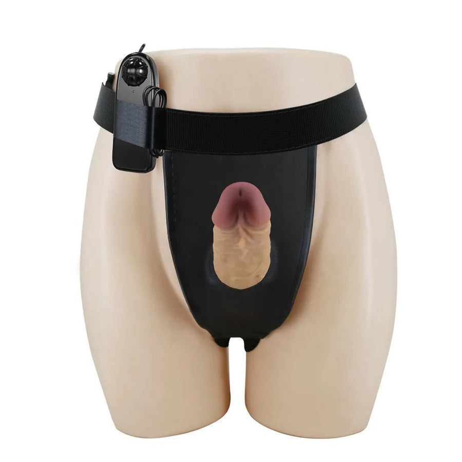 Strapon Hollow Super Realistic 17.5 cm x Ø 4.8 cm with Multispeed Vibration