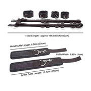 Straps da letto o da parete con 5 ganci per cavigliere o polsiere - Nero Lunghezza regolabile fino ad un massimo di 580 cm