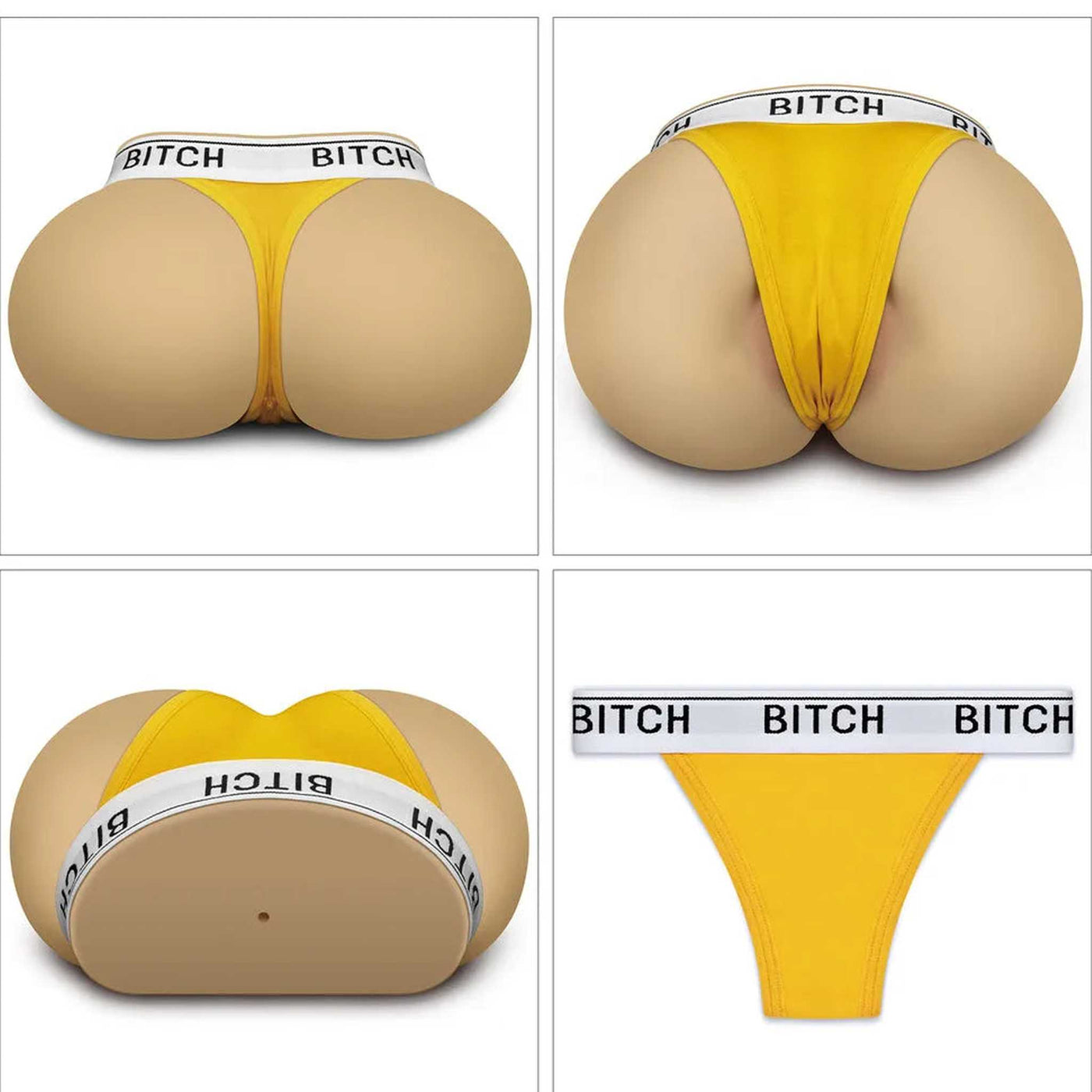Set completo masturbatore glutei perizoma giallo Bitch vista posteriore laterale inferiore