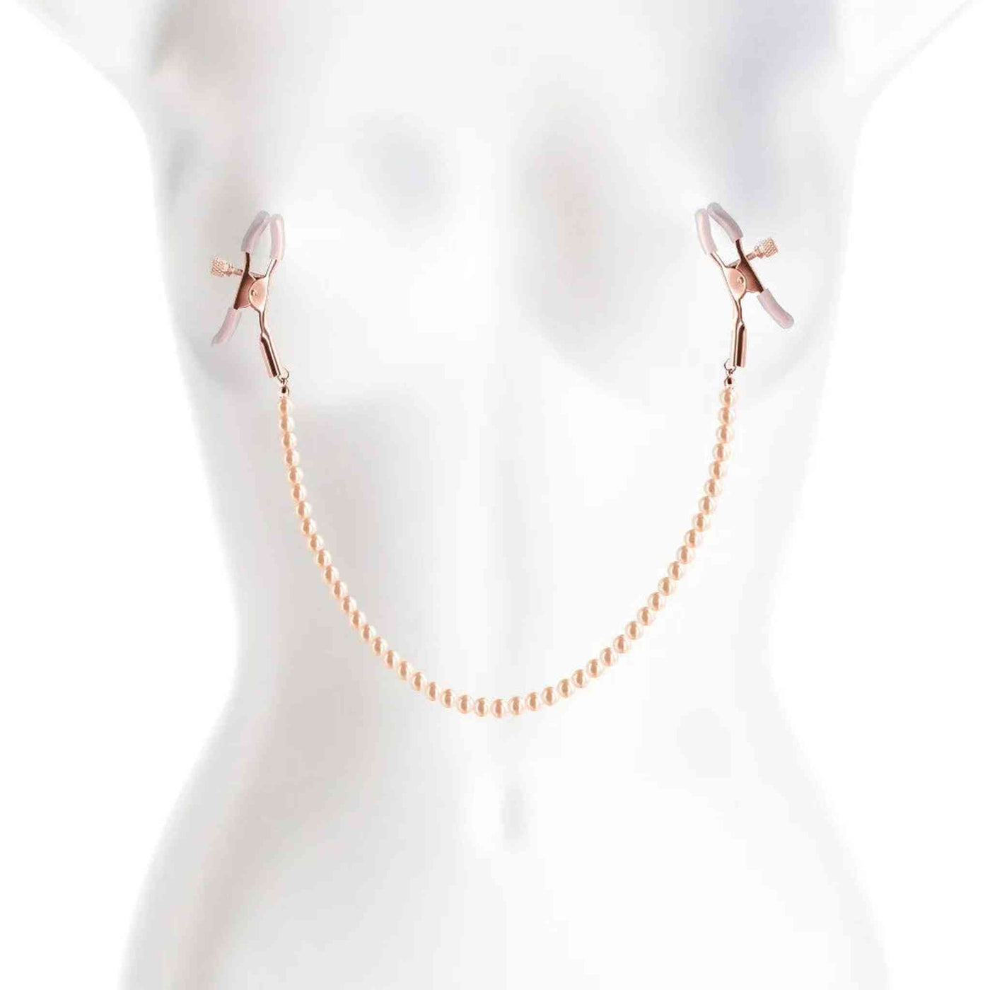 Stringicapezzoli bianchi con catena di perline bronzee