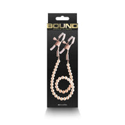 Stringicapezzoli bianchi con catena di perline bronzee