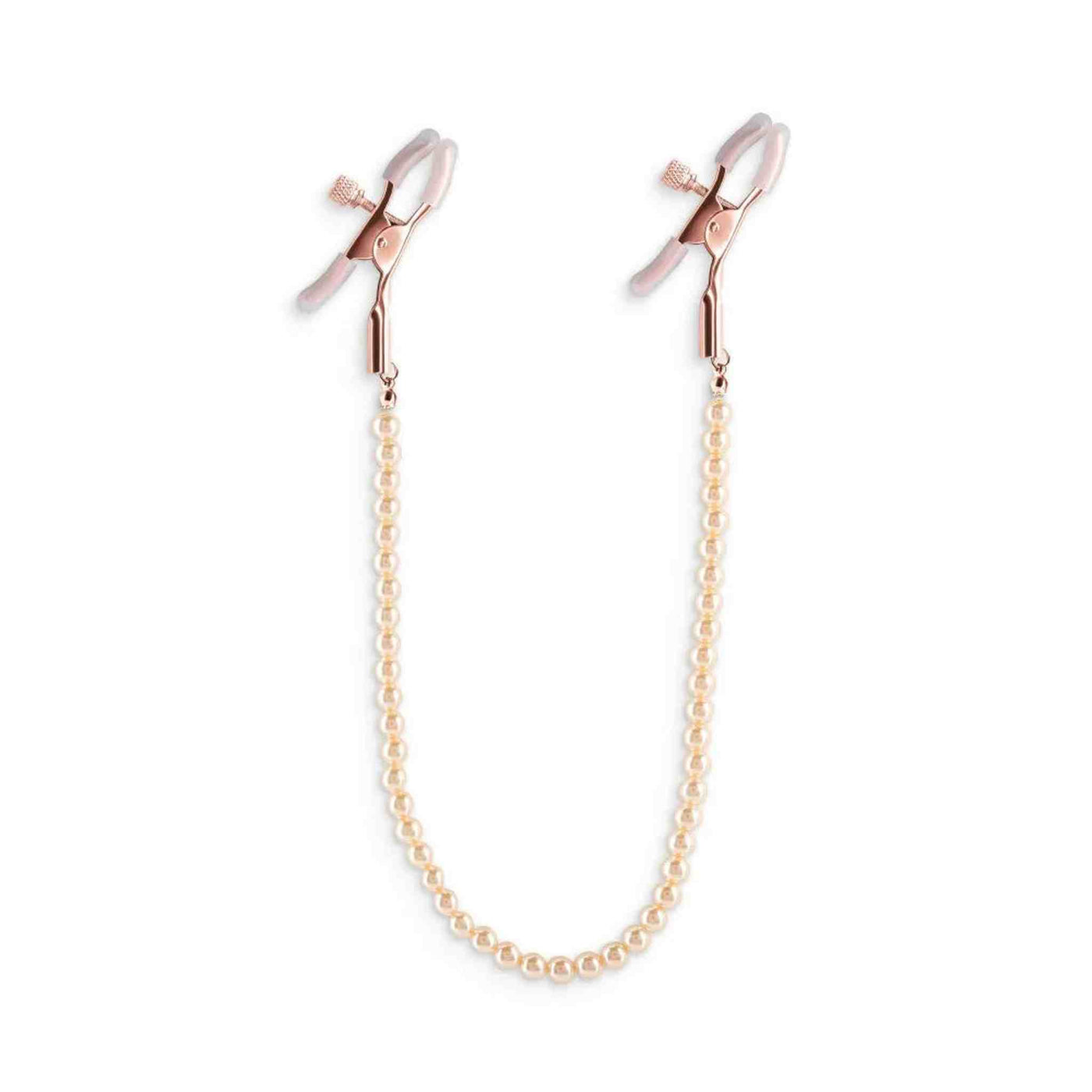Stringicapezzoli bianchi con catena di perline bronzee
