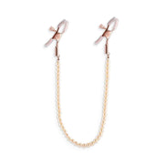 Stringicapezzoli bianchi con catena di perline bronzee