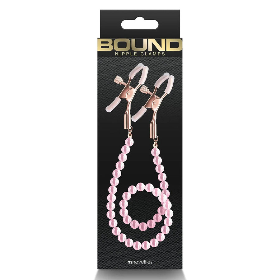 Weiße Nippelklemmen mit rosa Perlen