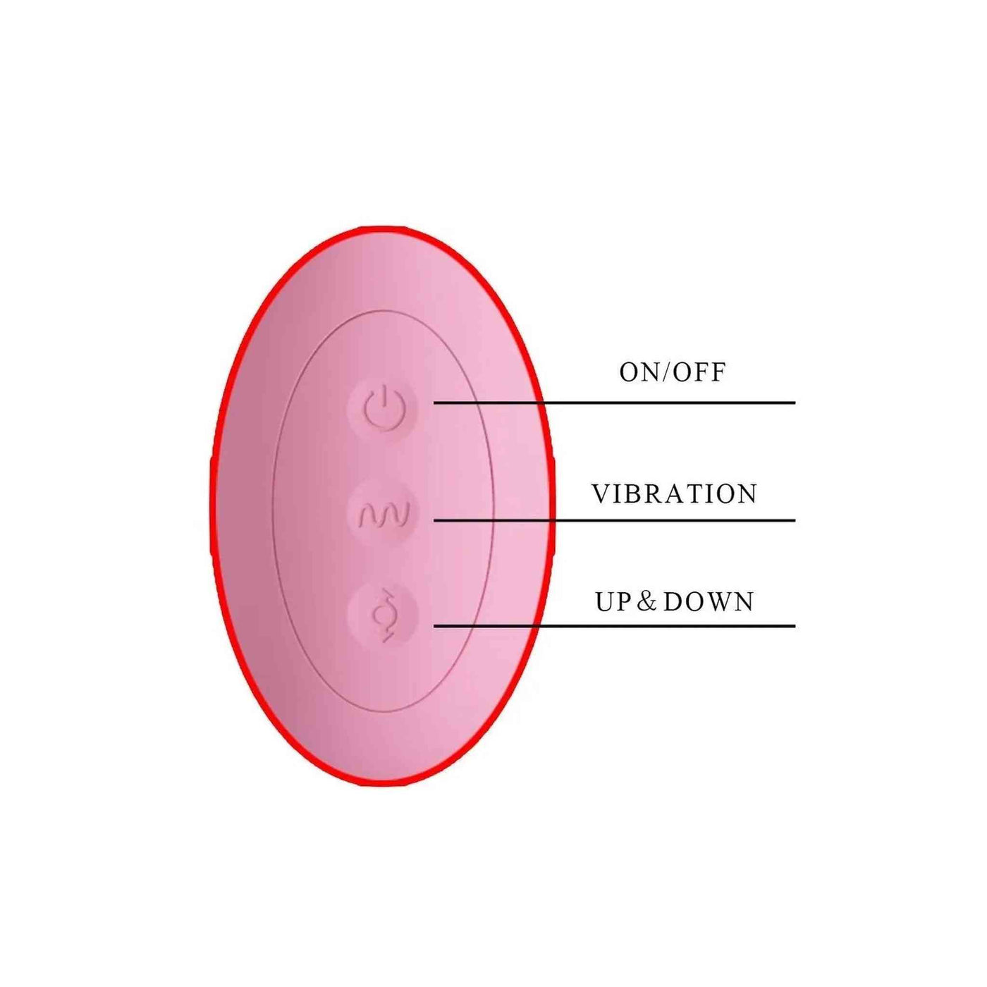 Schema pannello controllo vibratore con pulsanti ON/OFF vibrazione e UP & DOWN