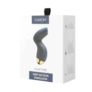 Lato laterale confezione stimolatore clitorideo Svakom Pulse Pure con icone tecniche