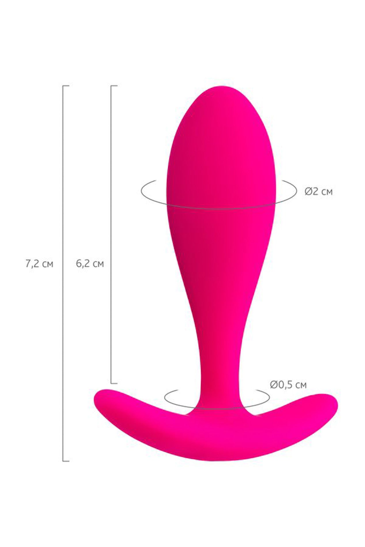Plug anale rosa fucsia dimensioni 7,2 cm base a Y