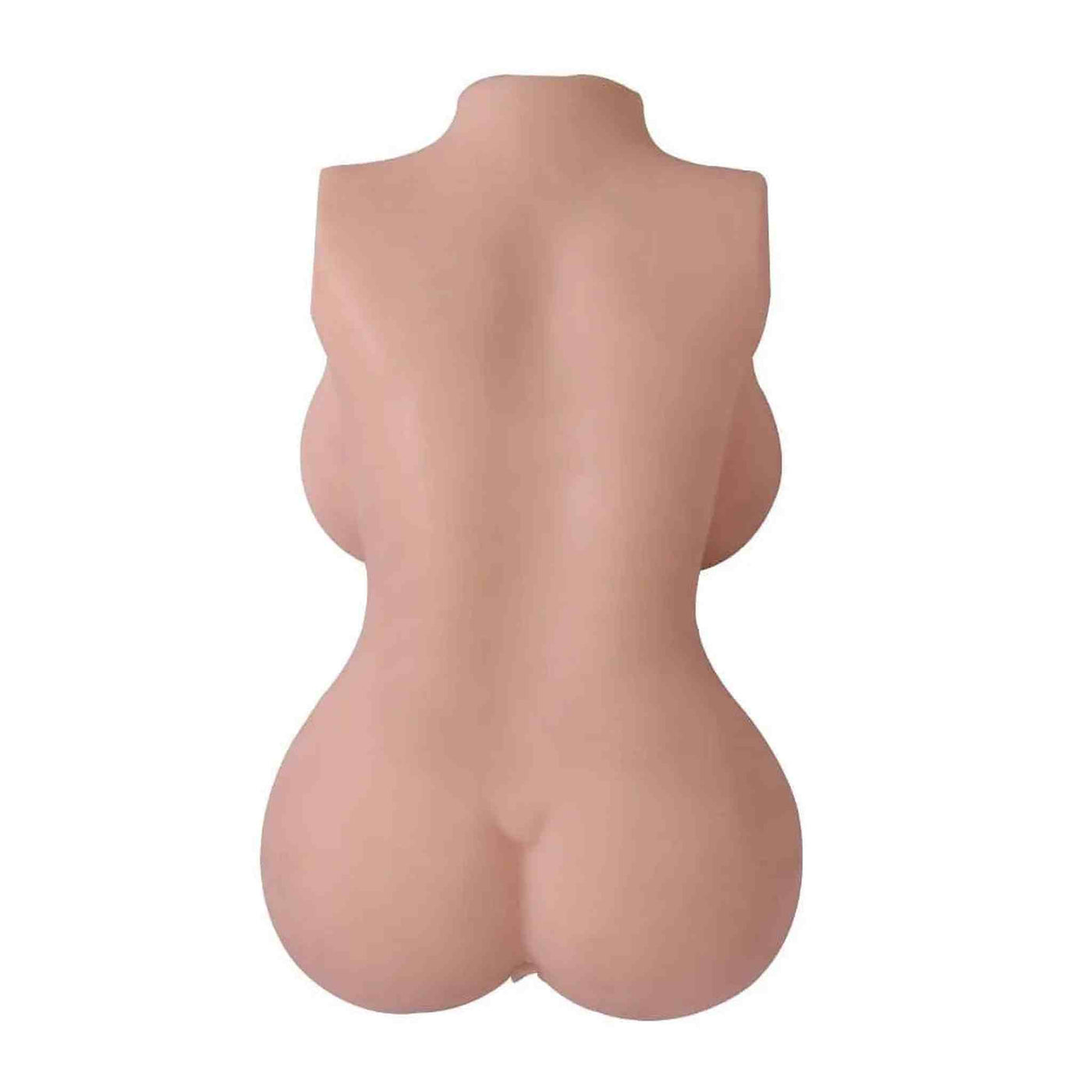 Vista posteriore torso femminile compatto con glutei definiti e collo aperto per uso