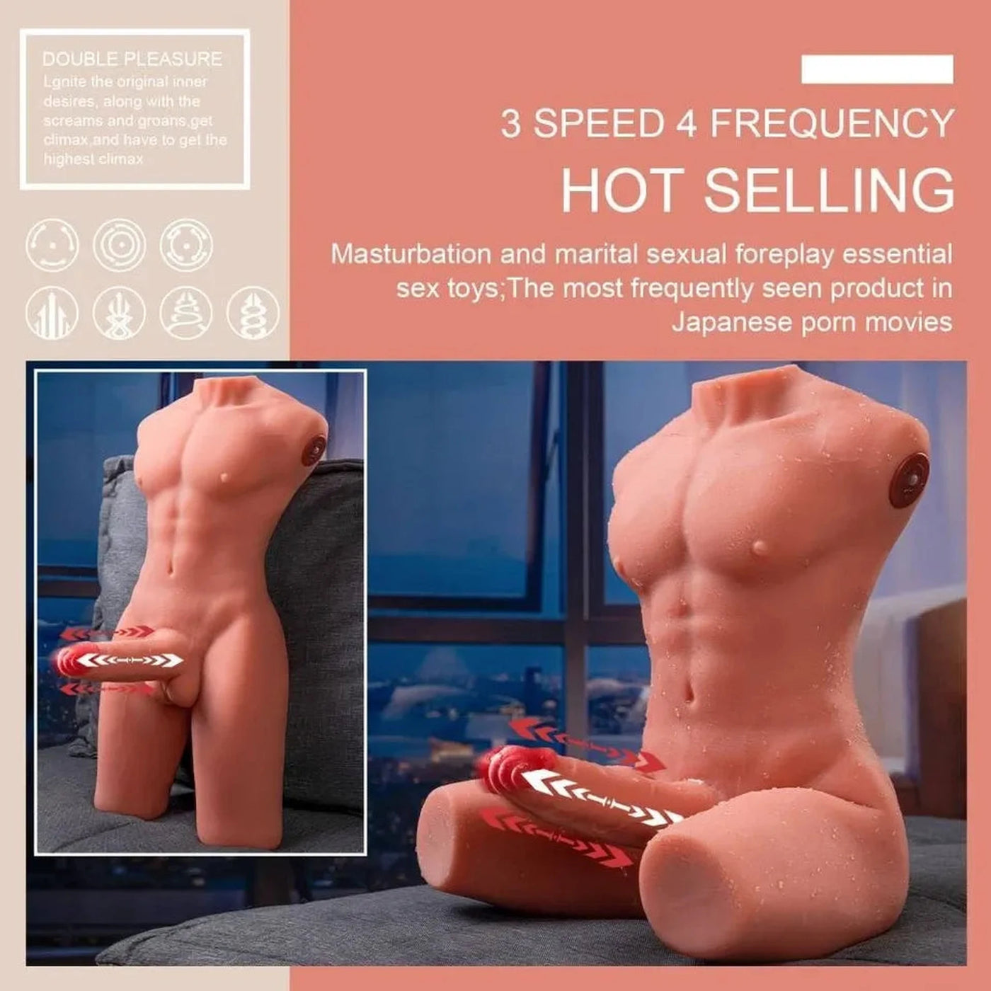 Torso Uomo 8 kg Pene con Spinta Pneumatica e Vibrazione