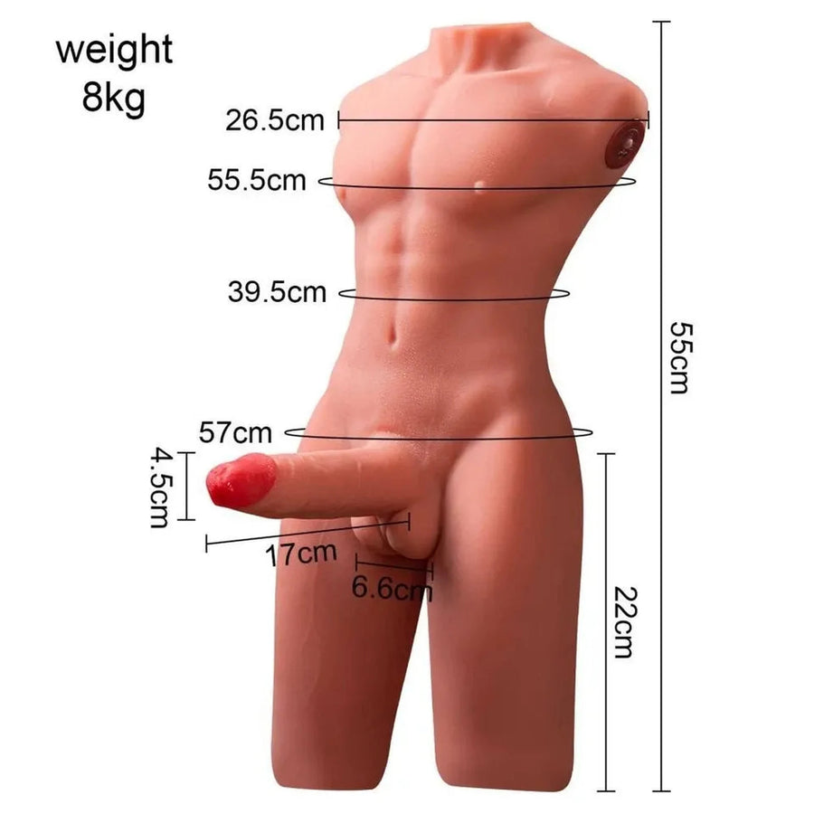 Torso Uomo 8 kg Pene con Spinta Pneumatica e Vibrazione