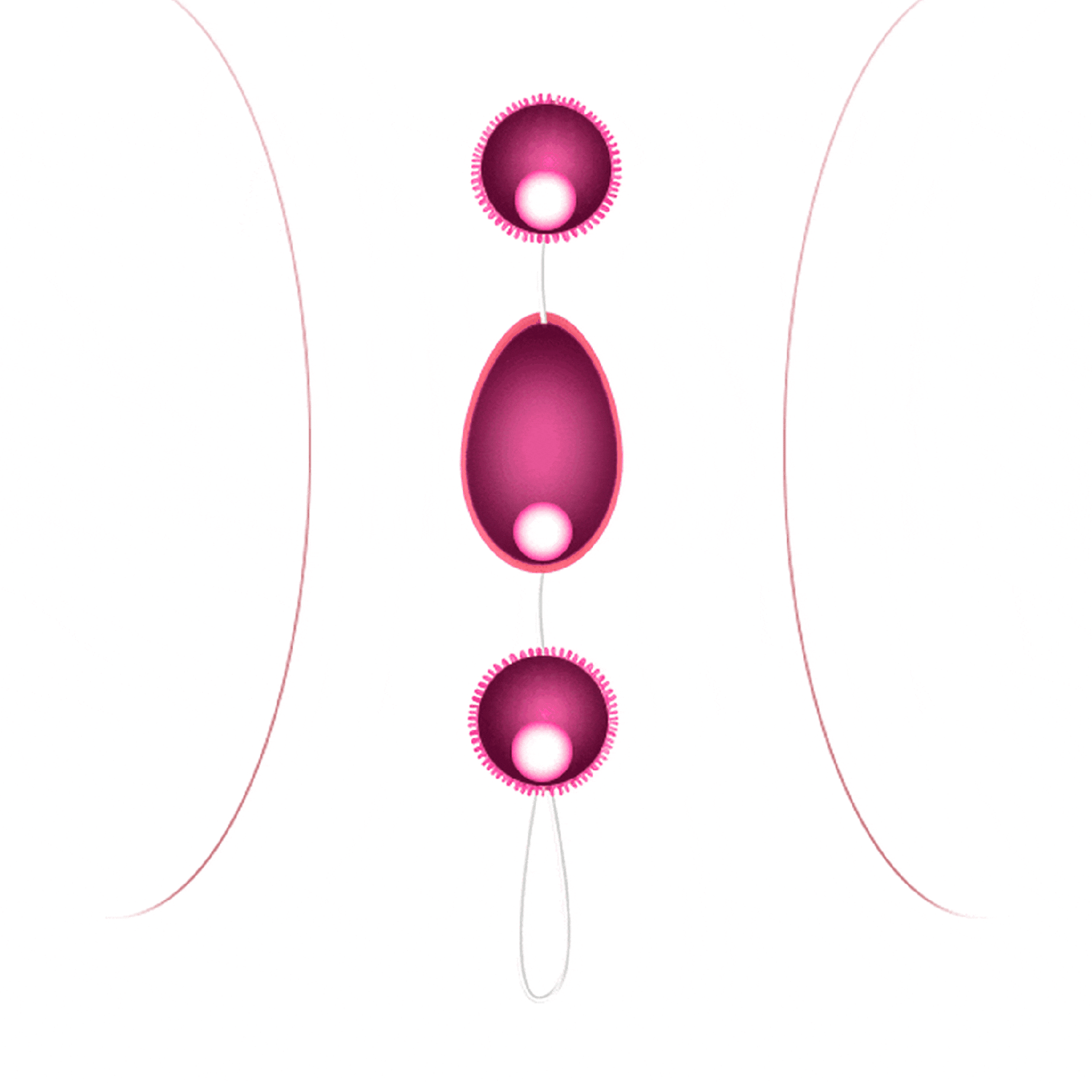 Trio di Palline Anali/Vaginali con rilievi stimolantio - Rosa