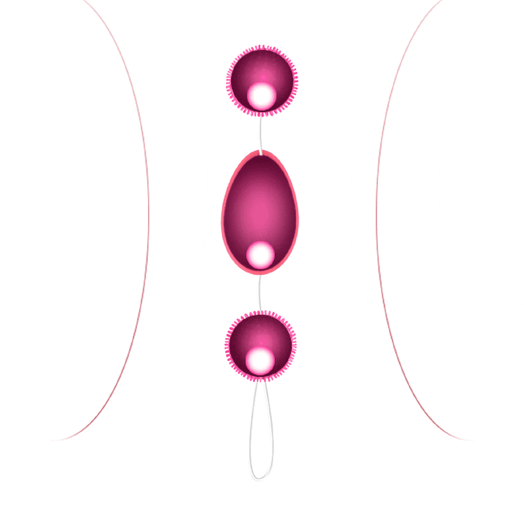 Trio di Palline Anali/Vaginali con rilievi stimolantio - Rosa