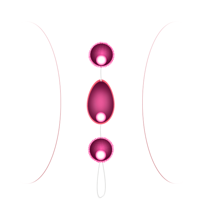 Trio of Anal/Vaginal Beads with stimulating reliefs - Pink