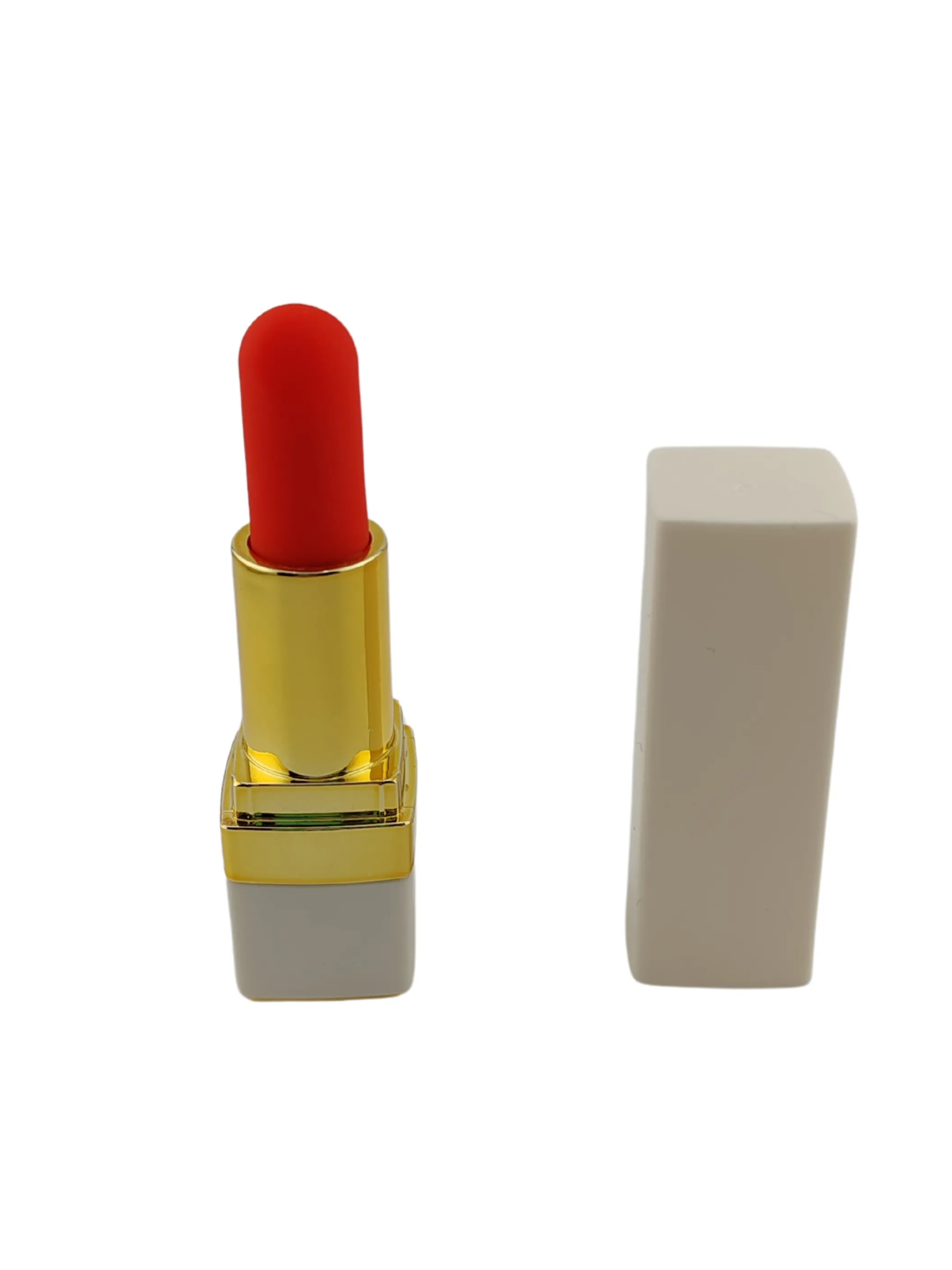 Ultra Potente Mini Vibratore Rossetto Color Panna Con Inserti Dorati - GoEstasy