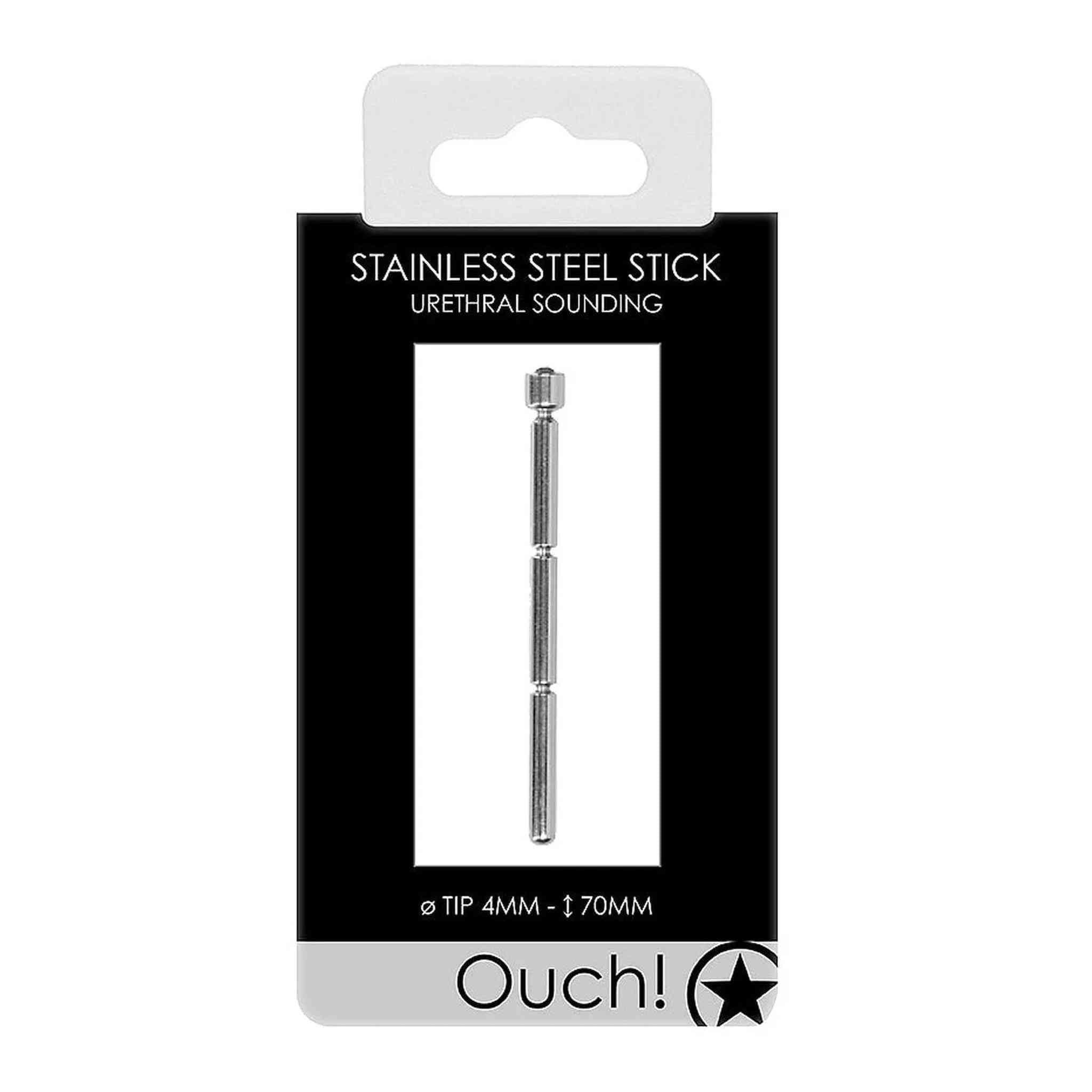 Urethral Sounding Metal Stick Lungo 70 mm con Diametro 4 mm