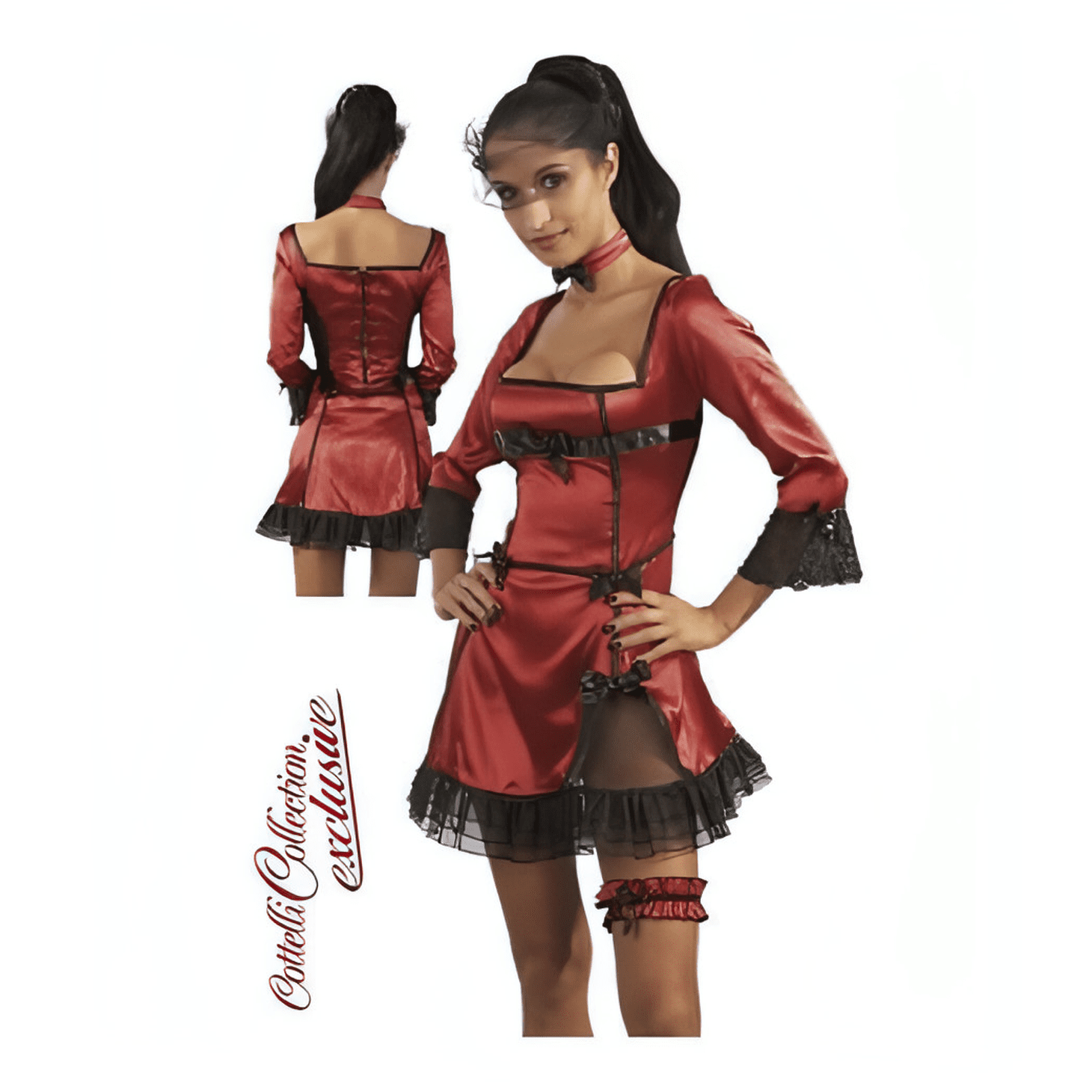 Vestito Ragazza Spagnola Rosso/Nero effetto satinato - Taglia S - GoEstasy