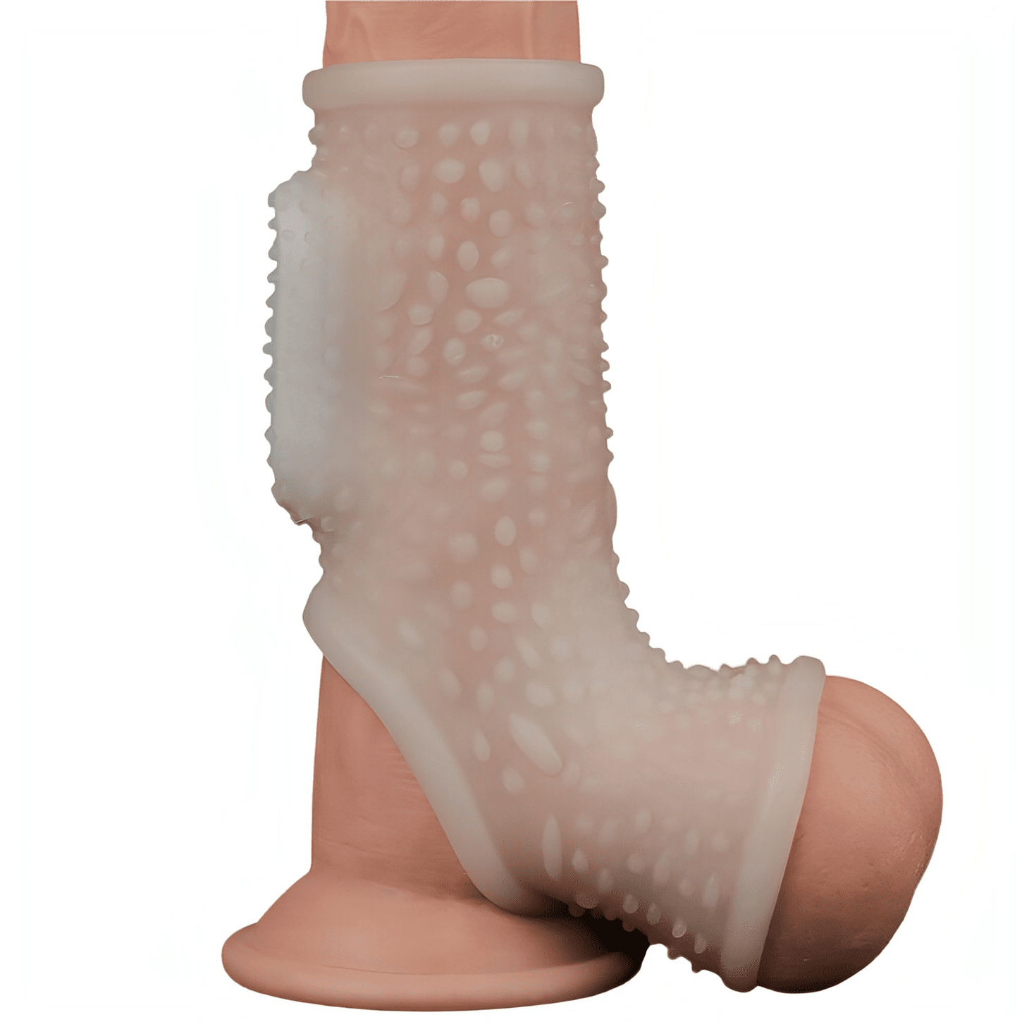 Vibrating Clouds Knights Guaina Fallica Intera Stimolante con Vibrazione- Bianco - GoEstasy