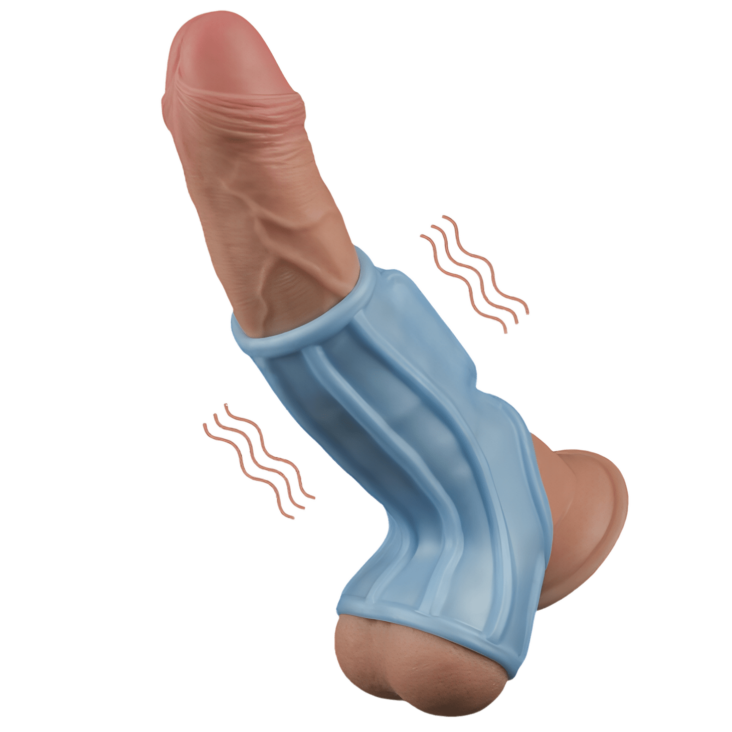 Vibrating Ridge Knights Guaina Fallica Intera Stimolante con Vibrazione - Azzurro - GoEstasy