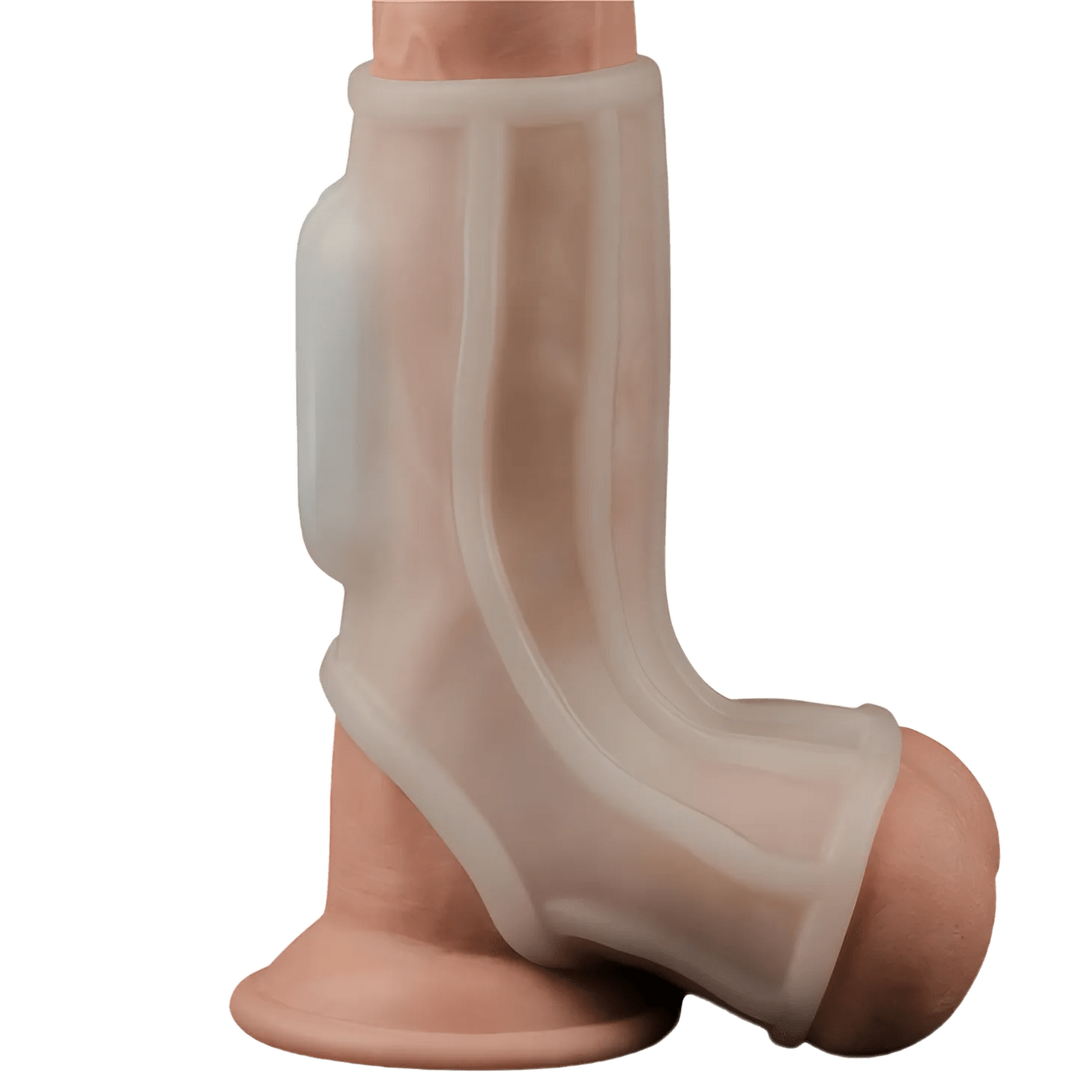 Vibrating Ridge Knights Guaina Fallica Intera Stimolante con Vibrazione- Bianco