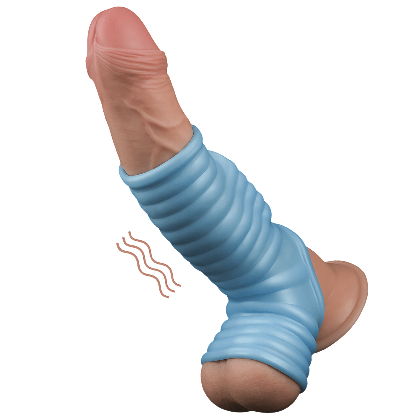 Vibrating Wave Knights Guaina Fallica Intera Stimolante con Vibrazione - Azzurro - GoEstasy