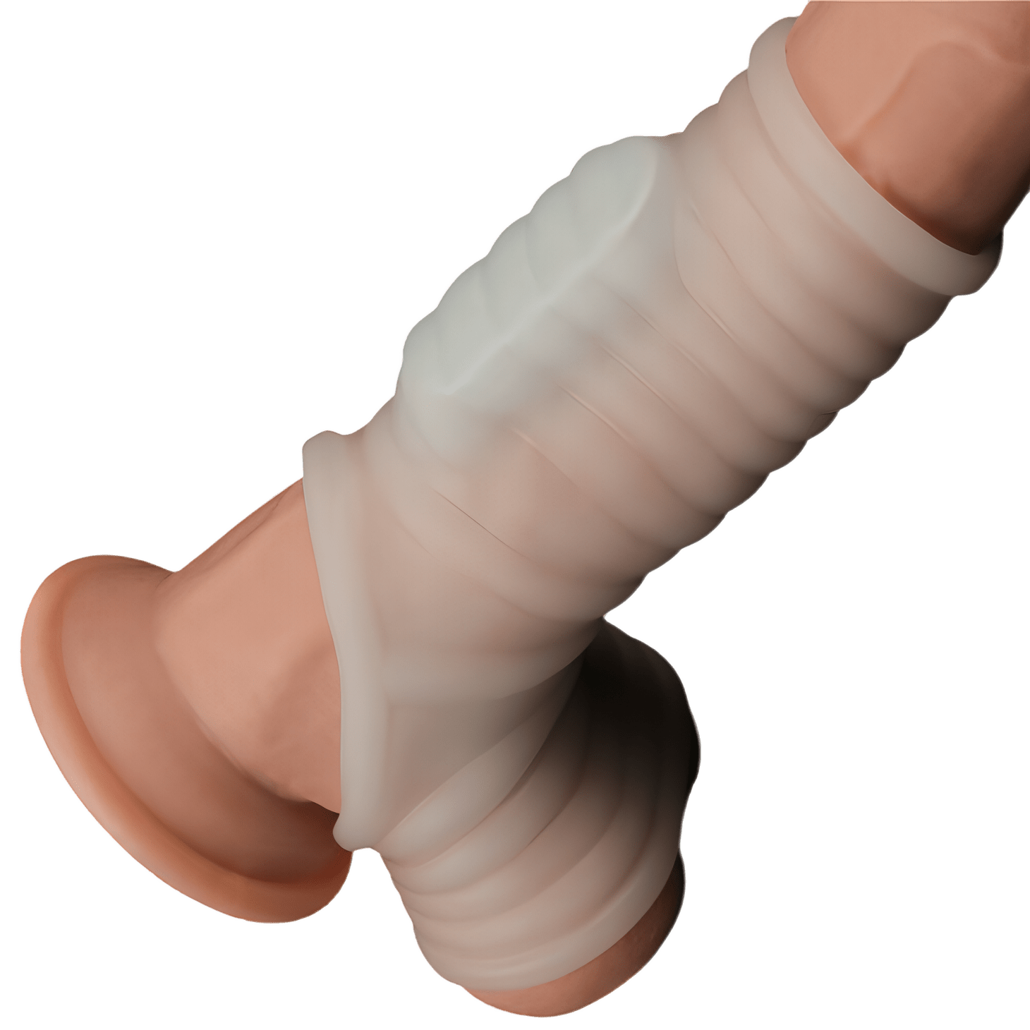 Vibrating Wave Knights Guaina Fallica Intera Stimolante con Vibrazione - Bianco Lovetoy