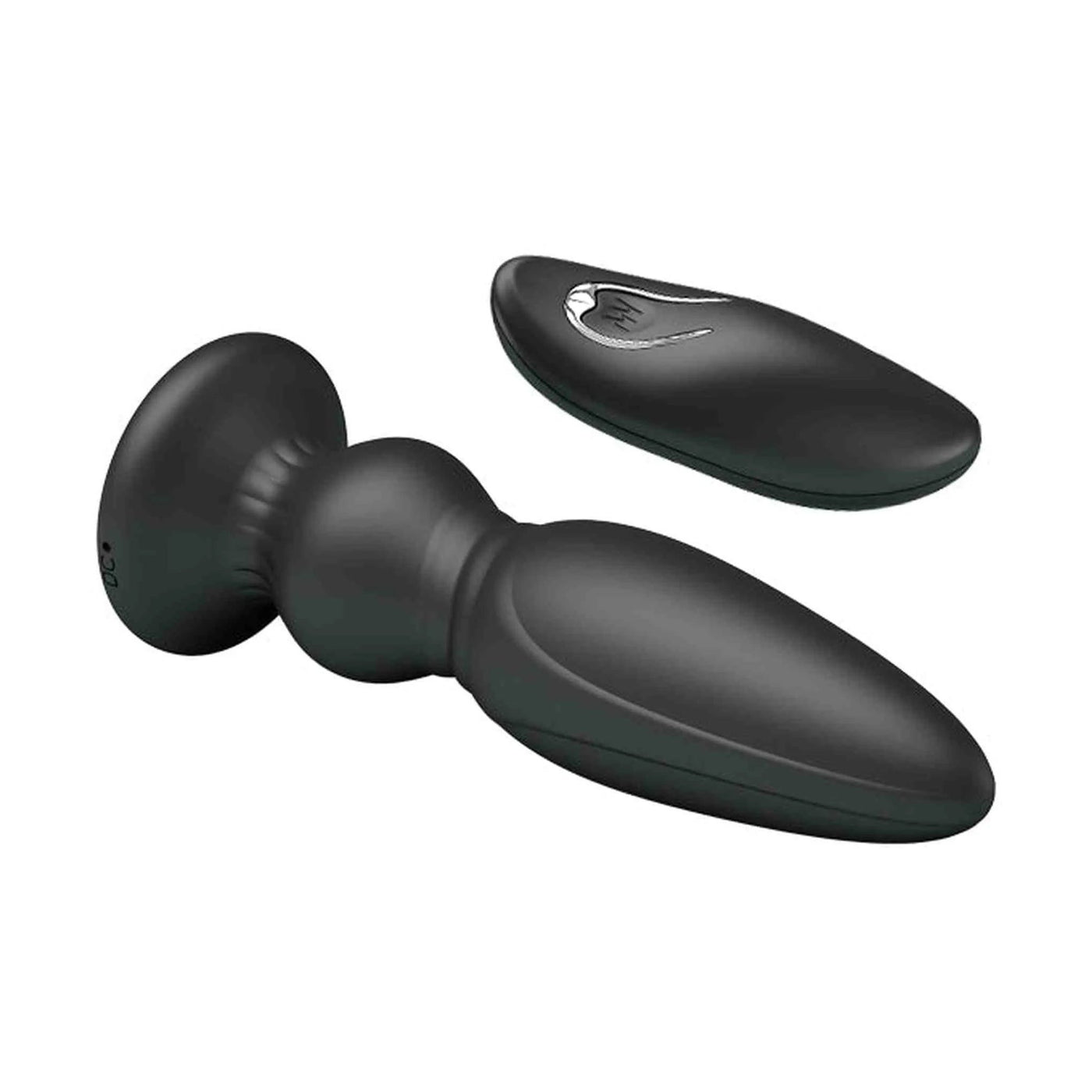 Vibratore anale ergonomico nero con telecomando ovale metallico