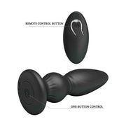 Plug anale nero con controllo a un pulsante e telecomando remoto