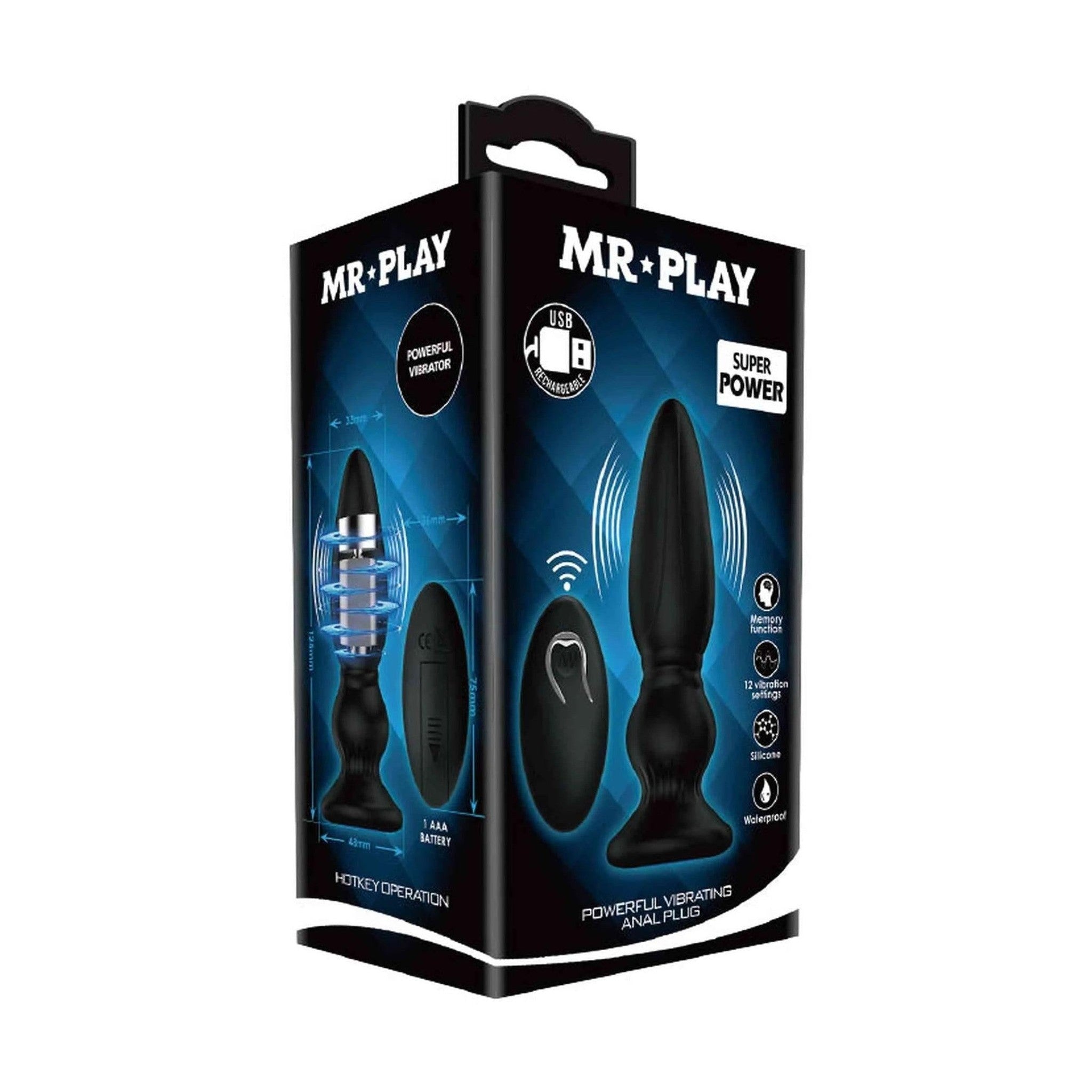 Vibratore Anale Ricaricabile con Telecomando Wireless 12 modalità di vibrazione