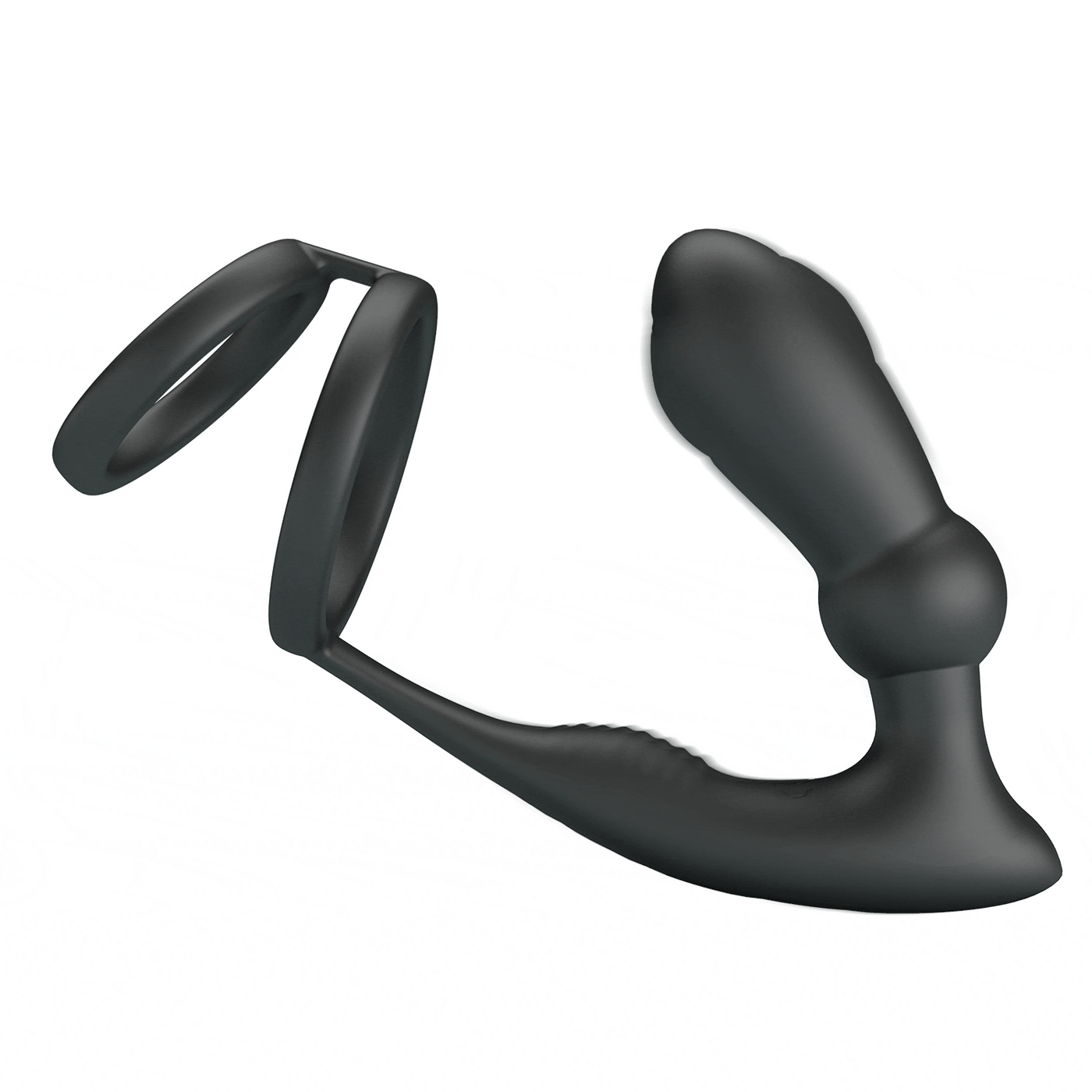 Vibratore anale nero silicone doppio anello forma ergonomica liscia