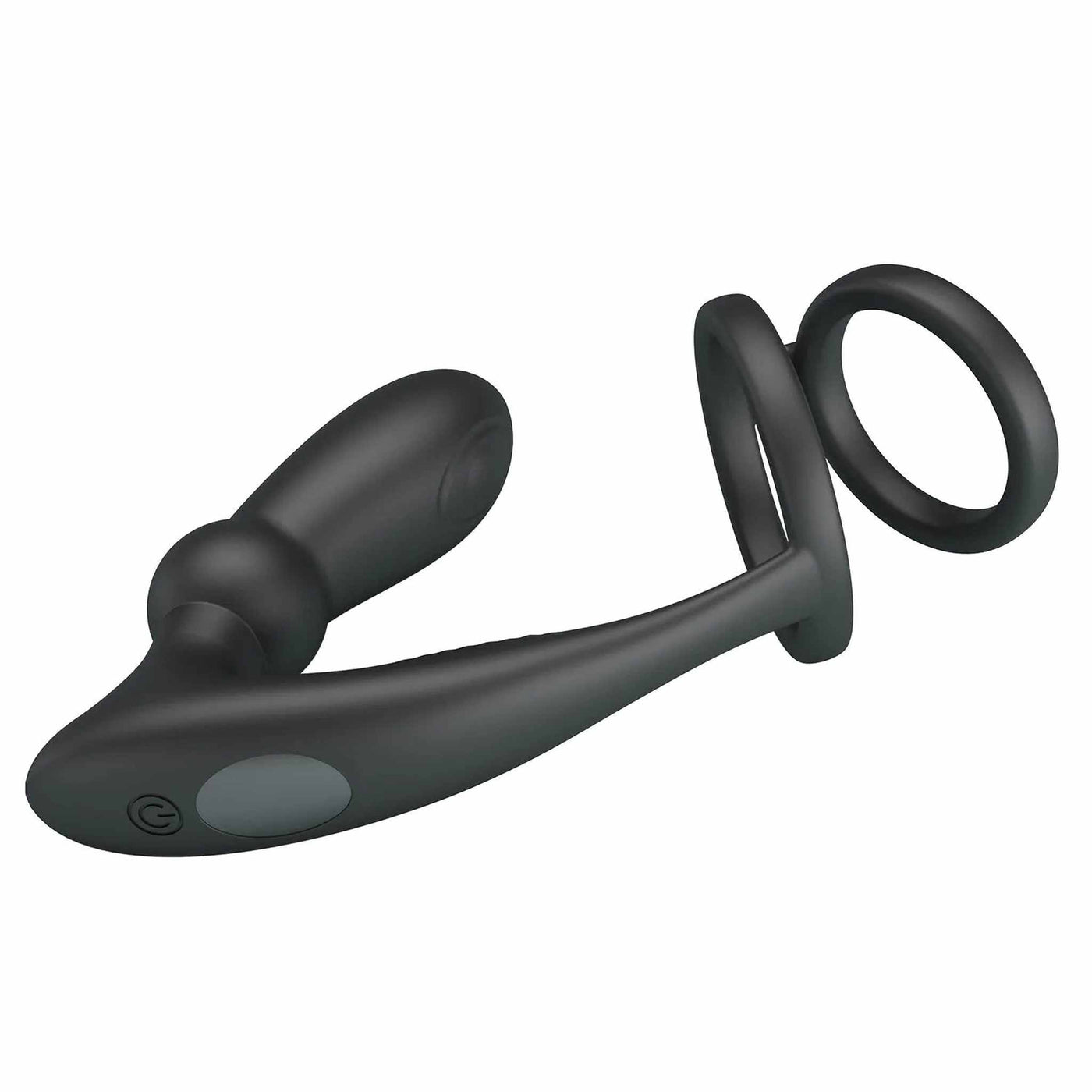 Vibratore anale nero silicone opaco Y pulsante G incasso grigio scuro