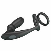 Vibratore anale nero silicone opaco Y pulsante G incasso grigio scuro