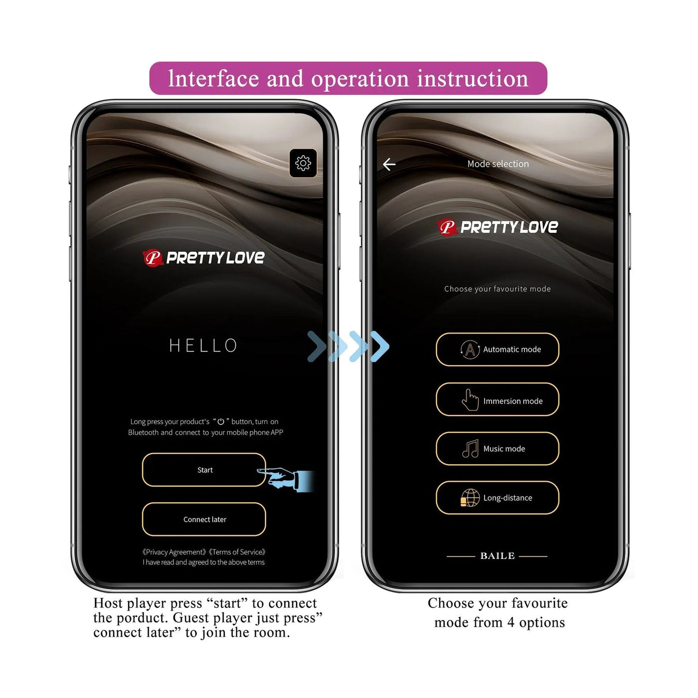 Istruzioni interfaccia app selezione modalità automatiche
